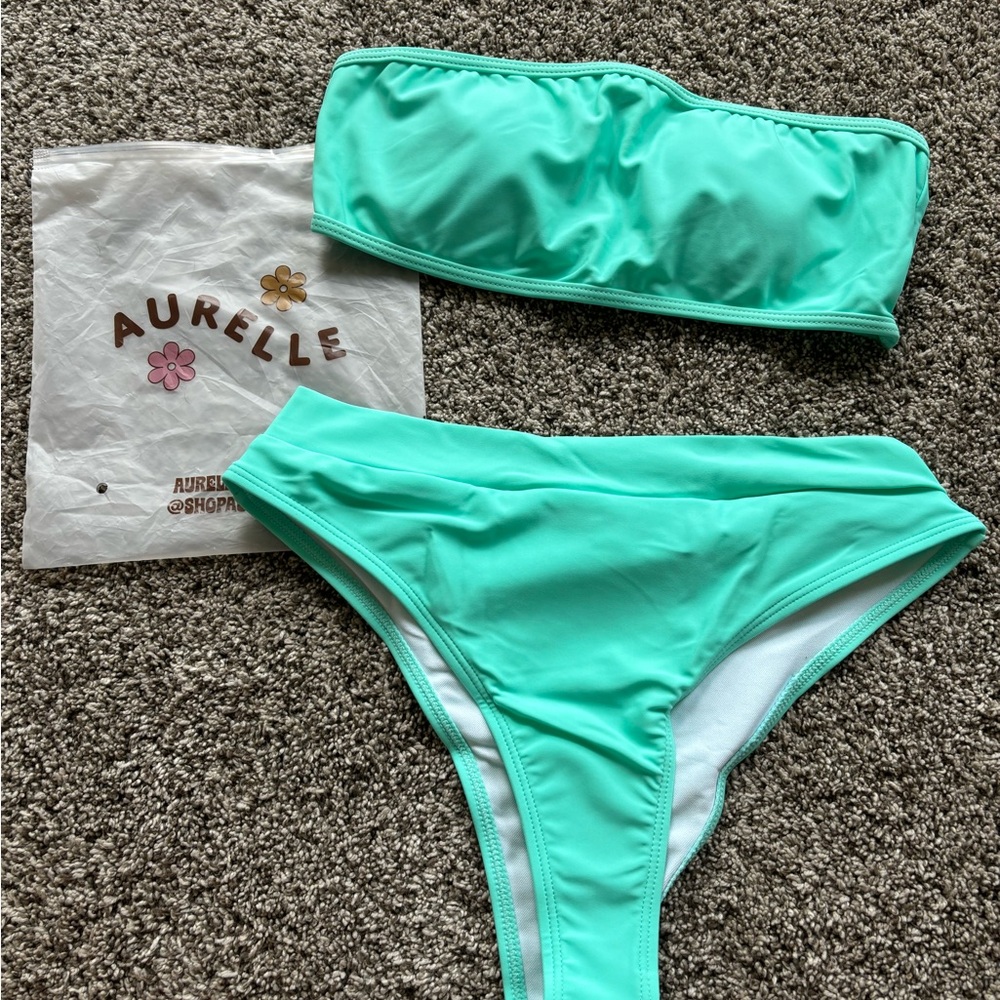 Aurielle Swim Tiff Aqua Strapless Bikini Set